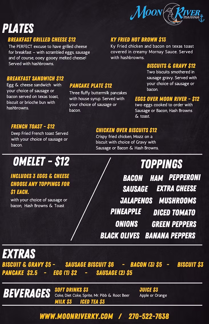Moon River Menu Breakfast